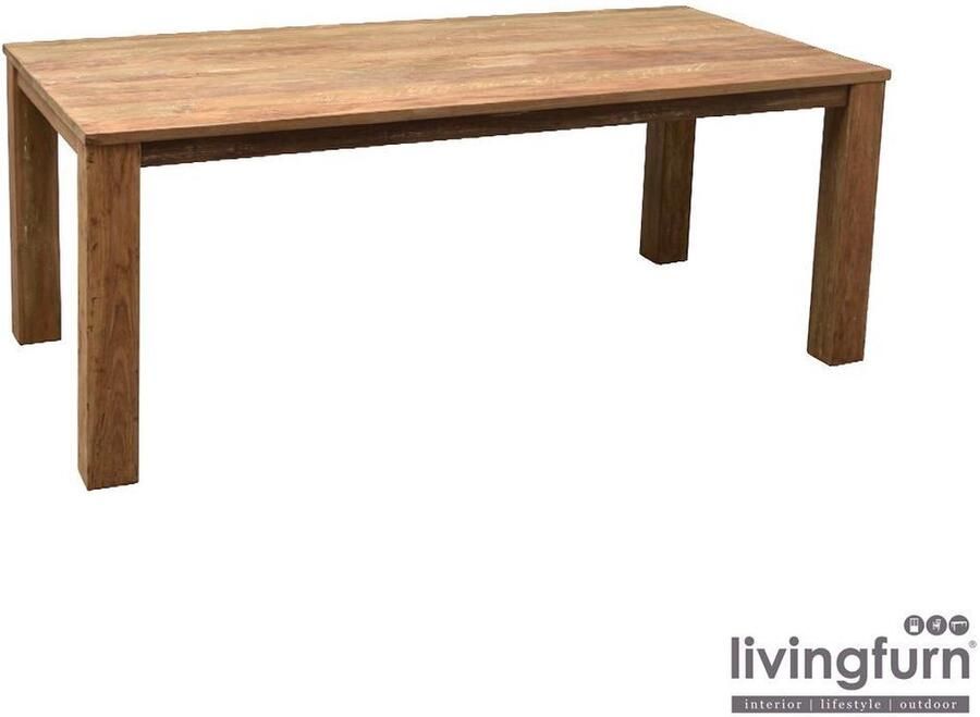 Livingfurn D Eetkamertafel Los Angeles Vier Poots Teakhout 180x90 cm