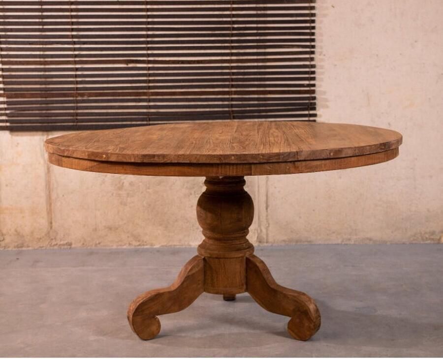 Livingfurn D Eetkamertafel Rond Klassieke Poot Teakhout 150 cm