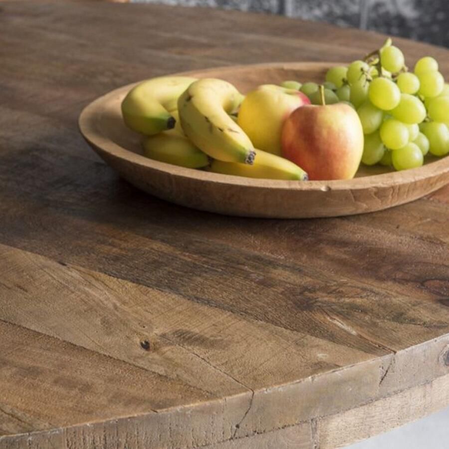 Livingfurn D Eetkamertafel Rond X-Poten MangoHout 150 cm Bruin