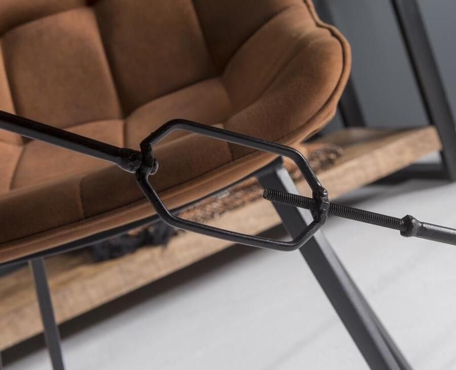 Livingfurn Industriële Eettafel Strong 220 x 100cm Mangohout en staal Zwart