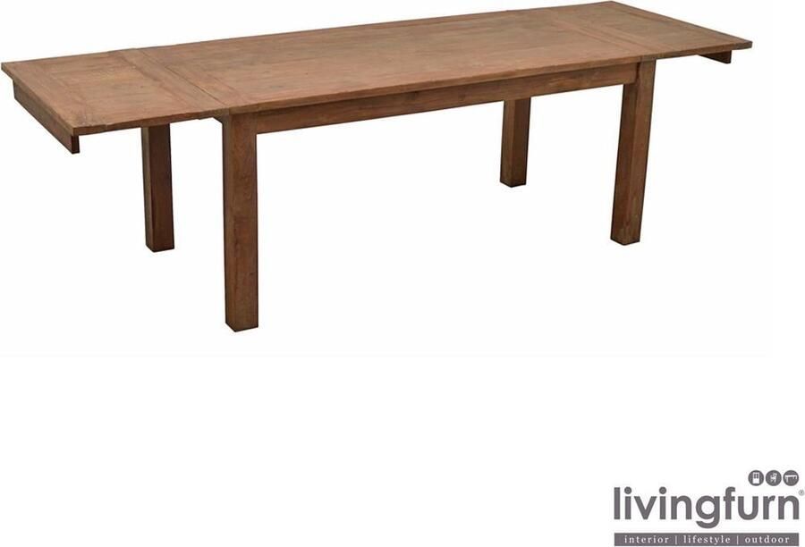 Livingfurn D Eetkamertafel Teak Hout Uitschuifbaar 200 250 300 cm