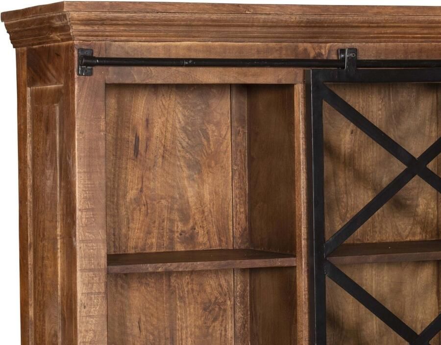 Livingfurn D Kabinetkast Tamar 45x120x220 Mangohout en Gecoat Staal