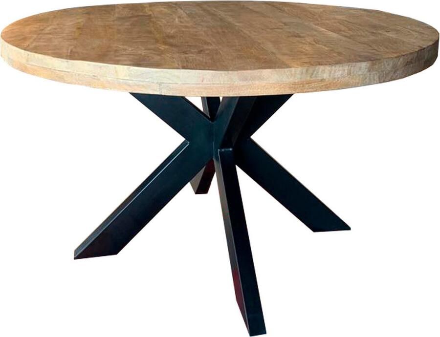 Livingfurn Ronde Eettafel Strong Spider 150cm Mangohout en staal - Foto 2