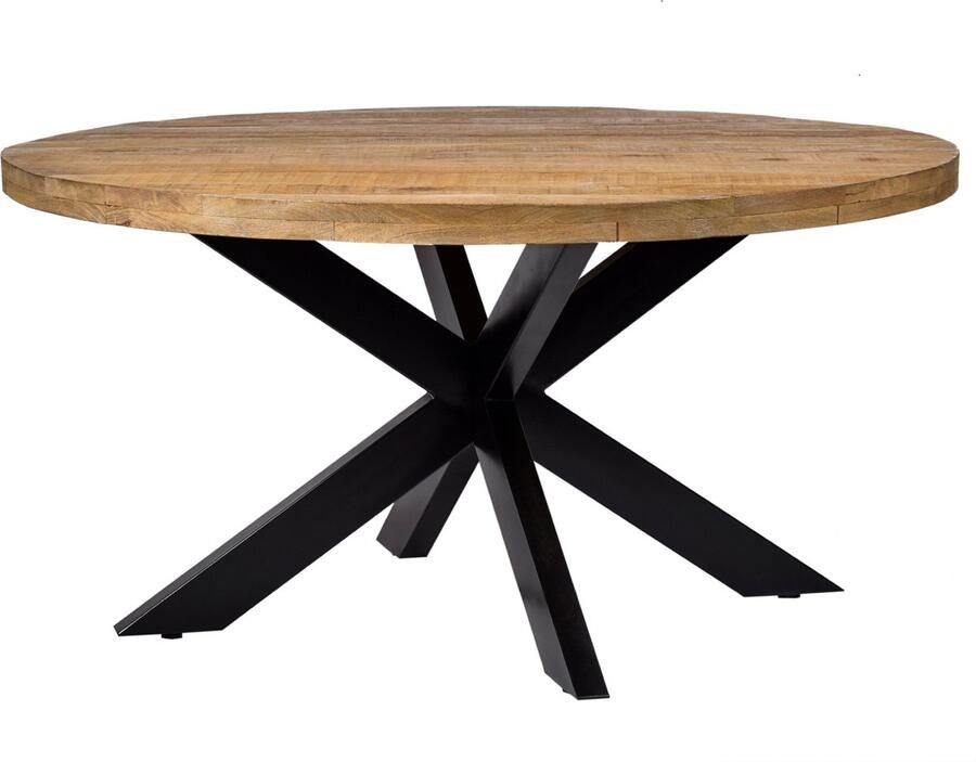 Livingfurn Ronde Eettafel Strong Spider 140cm Mangohout en staal - Foto 2