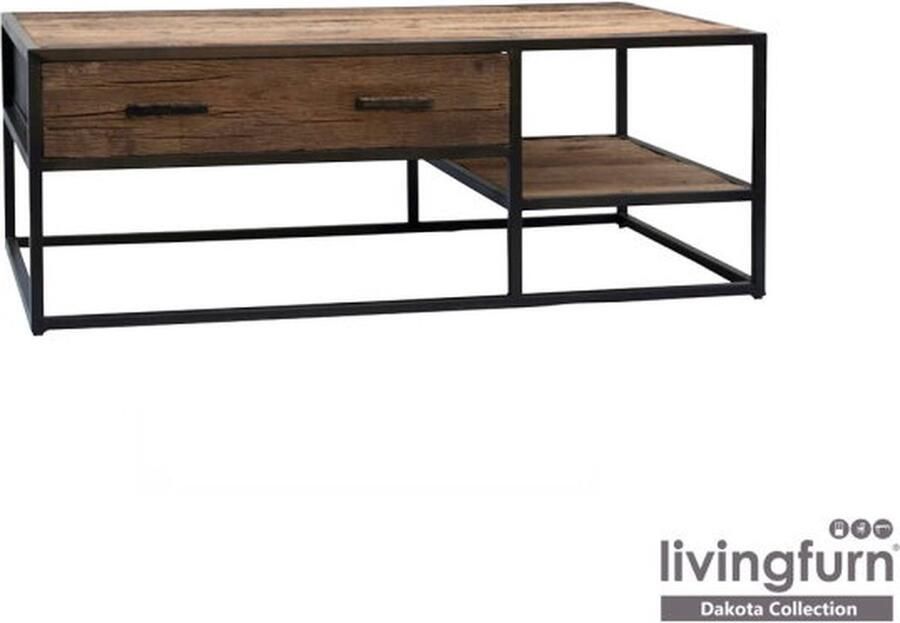 Livingfurn Salontafel Dakota Riverwood en metaal 120 x 70cm Bruin
