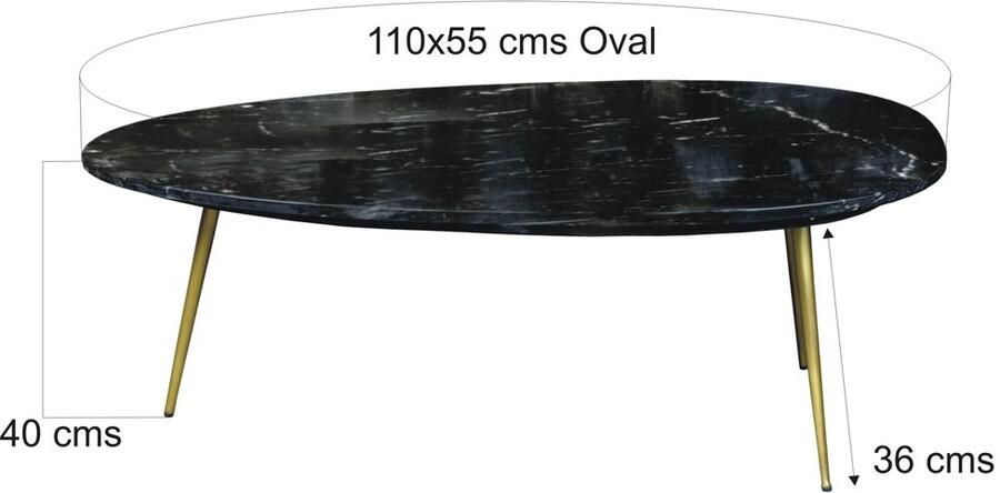 Livingfurn D Salontafel Organic Zwart Goud 55x110x40 Marmer - Foto 2