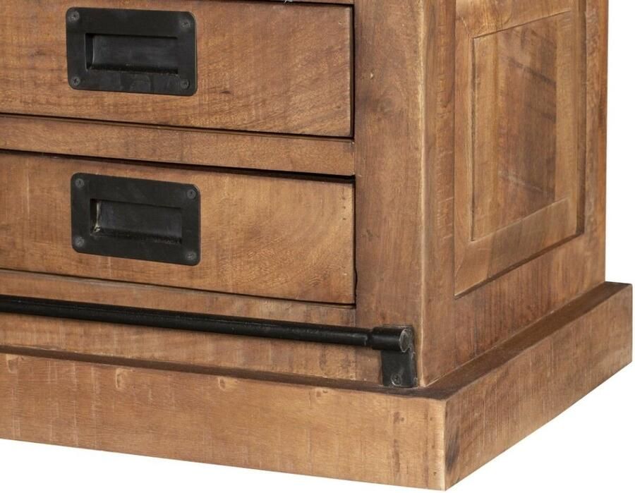 Livingfurn D TV Meubel Tamar 200 cm Mangohout Gecoat Staal