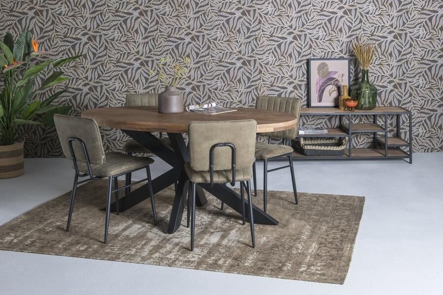 Livingfurn D Vloerkleed Kelly Army Green 200x290x1 Katoen