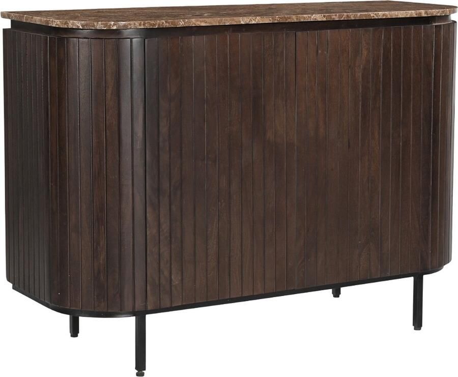 Livingfurn Dressoir Noor Marmer Emperador en mangohout 115cm Bruin