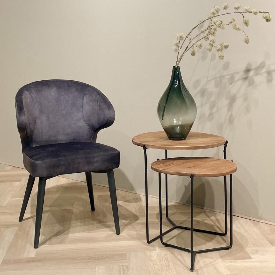 Livingfurn Eetkamerstoel Antraciet Velvet 46 5x55x83 5cm Zithoogte 48cm Set van 2