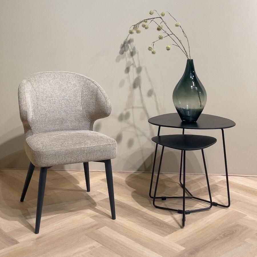 Livingfurn Eetkamerstoel Beige Katoen 46 5x55x83 5cm Zithoogte 48cm Set van 2