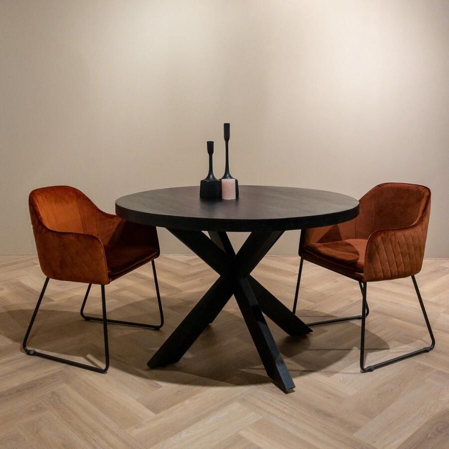 Livingfurn Eetkamerstoel Benthe Rust Copper Velvet Stof 57x48x82