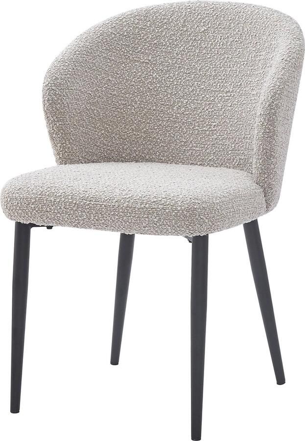 Livingfurn Eetkamerstoel Bouclé Beige Zithoogte49cm Laura