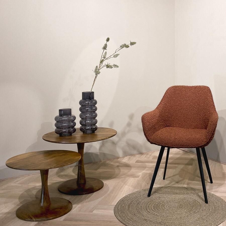 Livingfurn Eetkamerstoel Bouclé Bruin 60x50x85cm Gewicht 13kg Set van 2