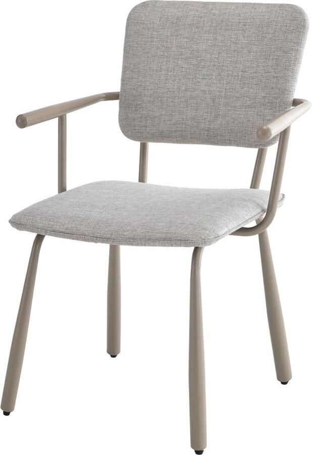 Livingfurn Eetkamerstoel Beige Set Van 2 Stof & Staal 56 5x52x86 cm Eetkamerstoel Brix Finn