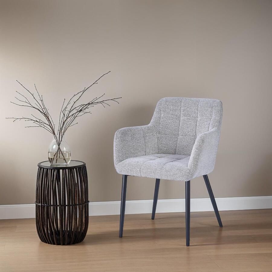 Livingfurn Eetkamerstoel Bronco Beige Stof Zithoogte 51cm Set van 2