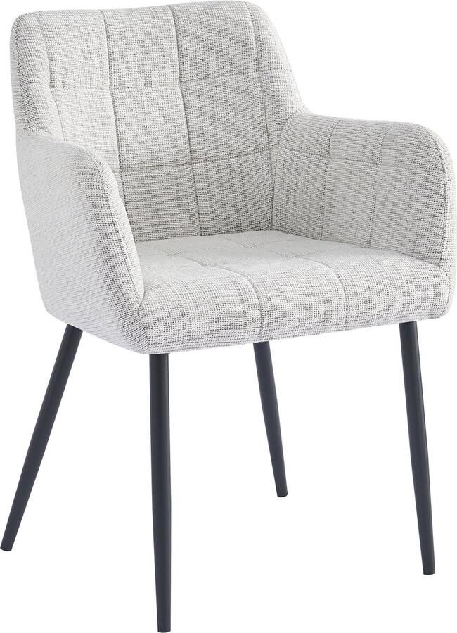 Livingfurn Eetkamerstoel Bronco Greige Stof Set van 2