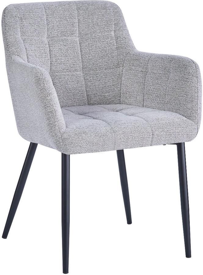 Livingfurn Eetkamerstoel Bronco Beige Stof Zithoogte 51cm Set van 2 - Foto 2