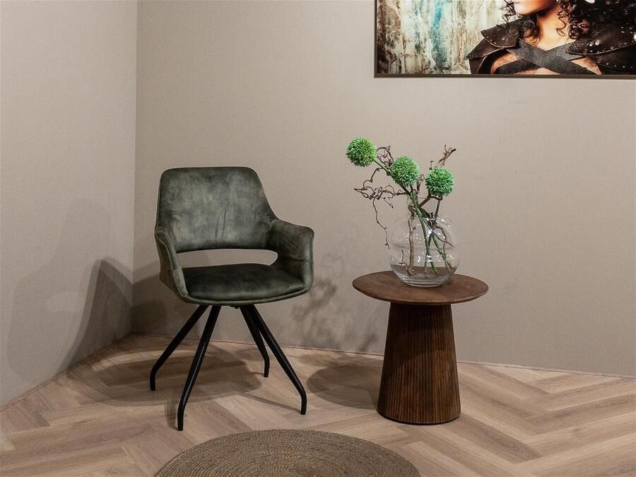 Livingfurn Eetkamerstoel Capp Olijf Stof 61x61x83 5 2 stuks - Foto 3