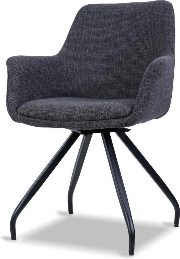 Livingfurn Eetkamerstoel Duke Geweven Antraciet