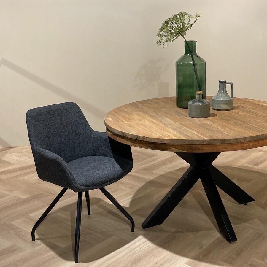 Livingfurn Eetkamerstoel Duke Ebony Zwart 2 stuk - Foto 3