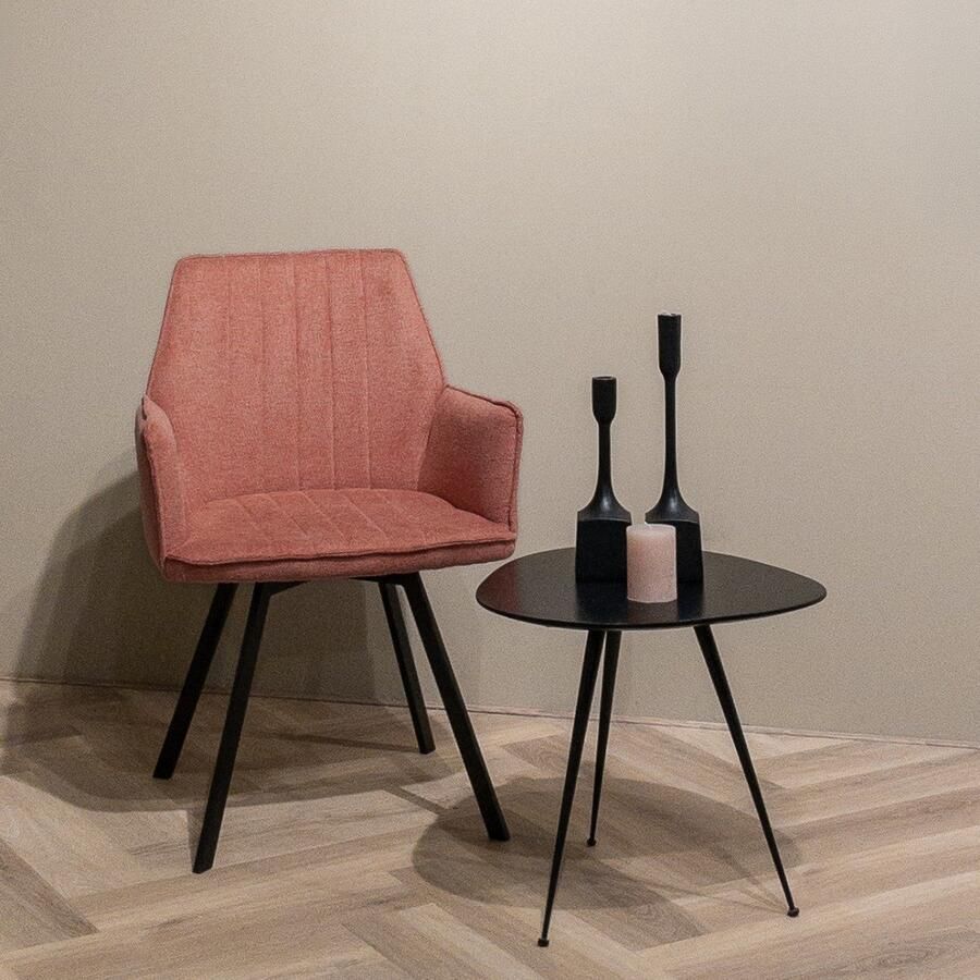 Livingfurn Eetkamerstoel Louise Blush Stof Gecoat Staal 1 stuk