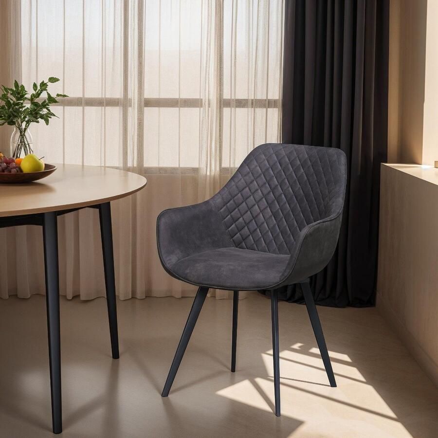 Livingfurn Eetkamerstoel Luca Antraciet Stof 60x50x85 - Foto 2