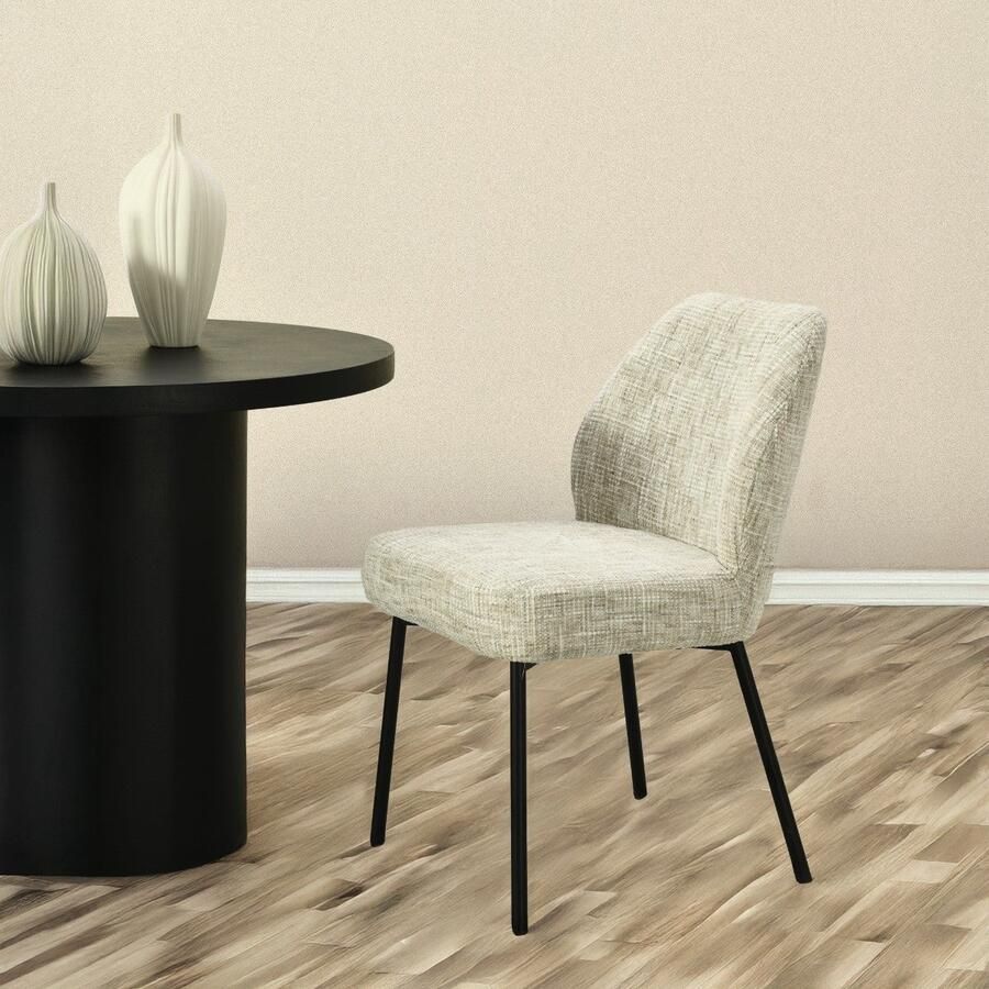 Livingfurn Eetkamerstoel Tess Cream Set van 2