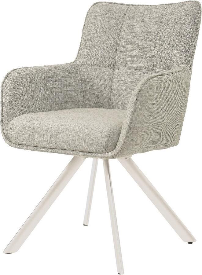 Livingfurn Eetkamerstoel Tori Zand Wit Draaibaar Set van 2