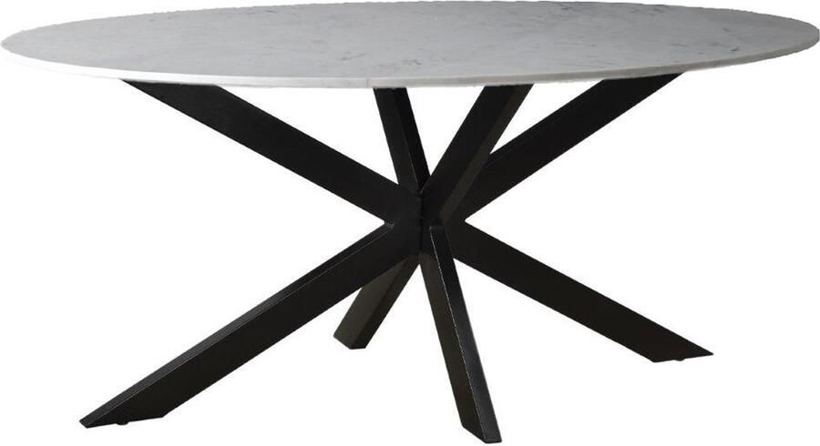 Livingfurn Eetkamertafel Marble Oval Spider White 180x90x75 Marmer