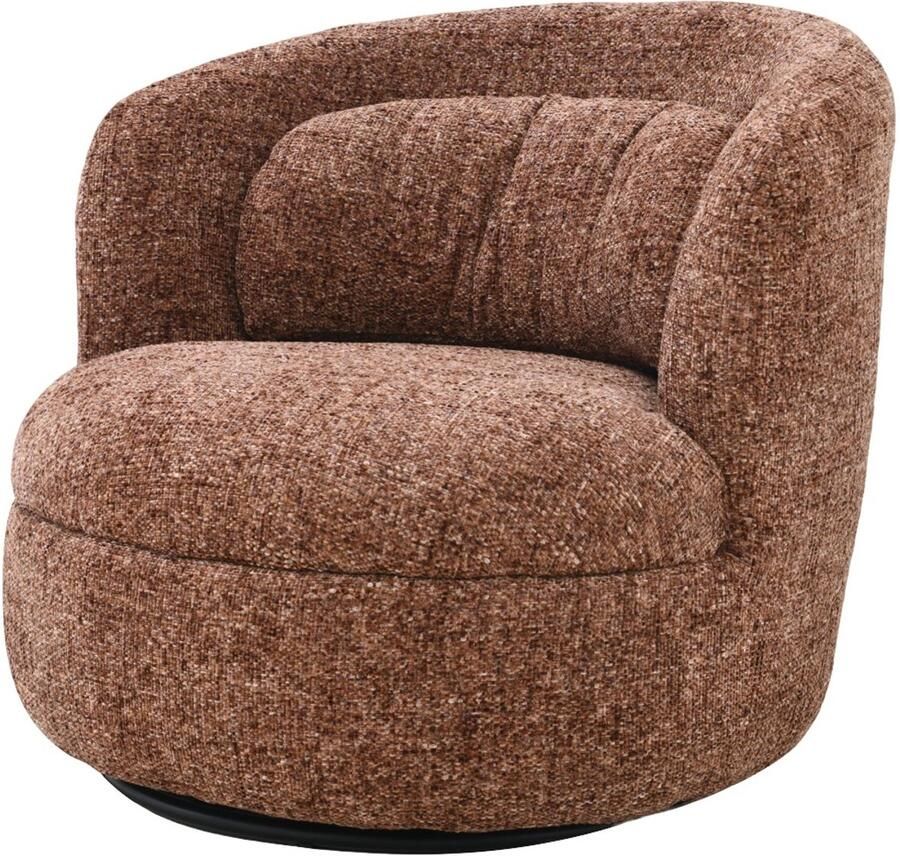 Livingfurn Fauteuil Rood Stof|Staal Draaibaar 85x84x76cm Britt