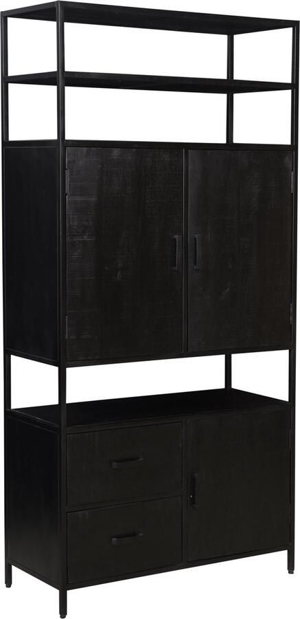 Livingfurn Kabinetkast Kala open 40x100x200 Mangohout en Gecoat Staal - Foto 3