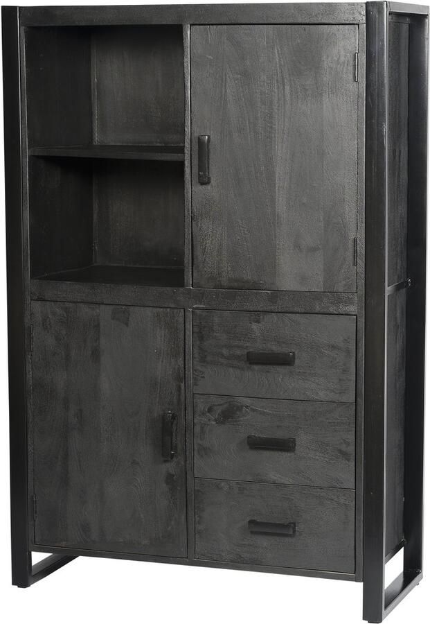 Livingfurn Kabinetkast Norris 100 cm Mangohout Gecoat Staal