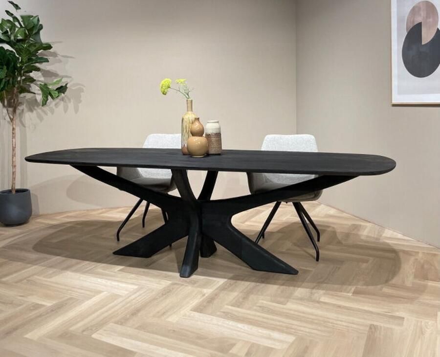 Brix Deens Ovale Eettafel Montreaux Mangohout 250 x 110cm Zwart - Foto 2