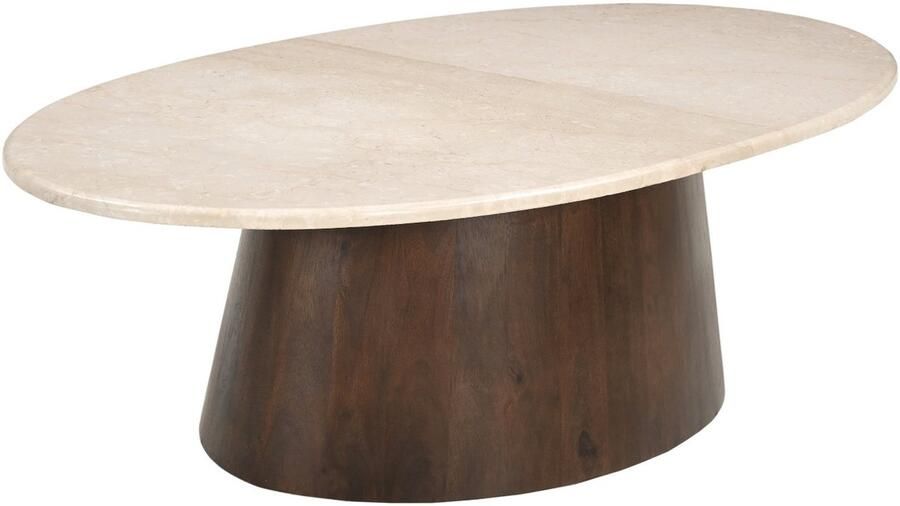 Brix Ovale Salontafel Marmer en mangohout 120 x 65cm Beige Ovaal