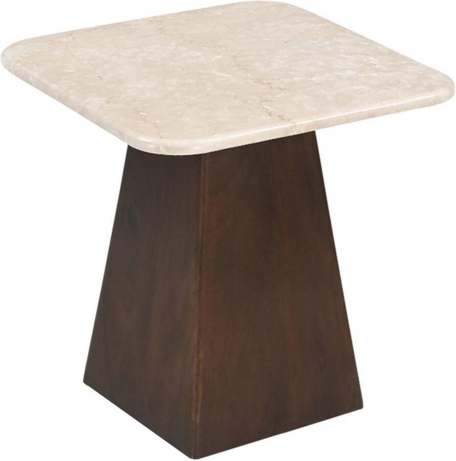 Brix Vierkante Bijzettafel Bottecino Marmer en mangohout 45 x 45cm Beige