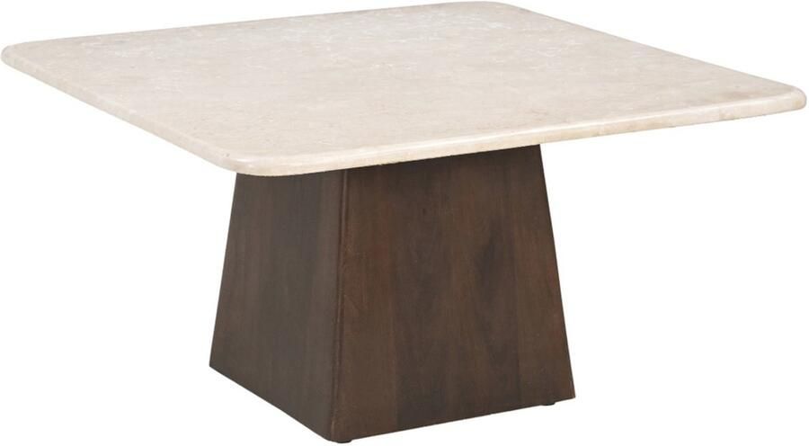 Brix Vierkante Salontafel Bottecino Marmer en mangohout 75 x 75cm Beige - Foto 2
