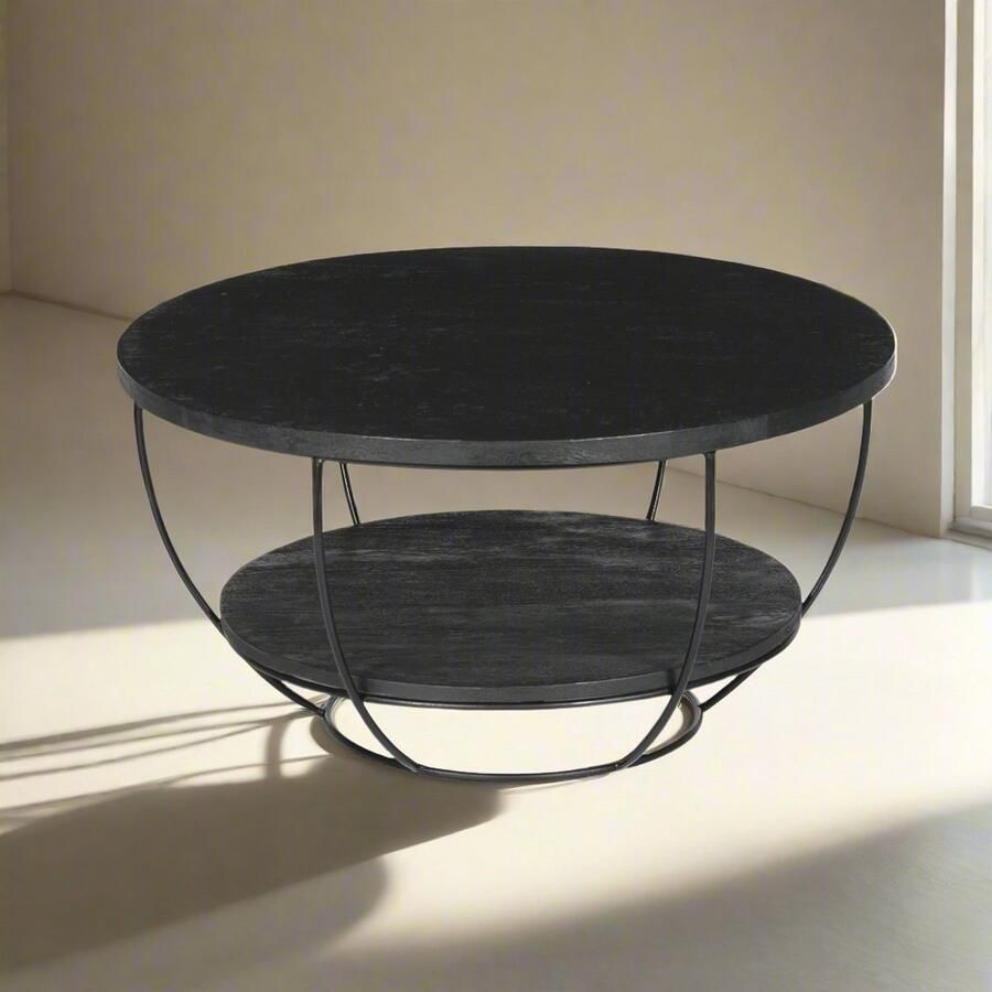 Livingfurn Salontafel Brix Zwart Mangohout