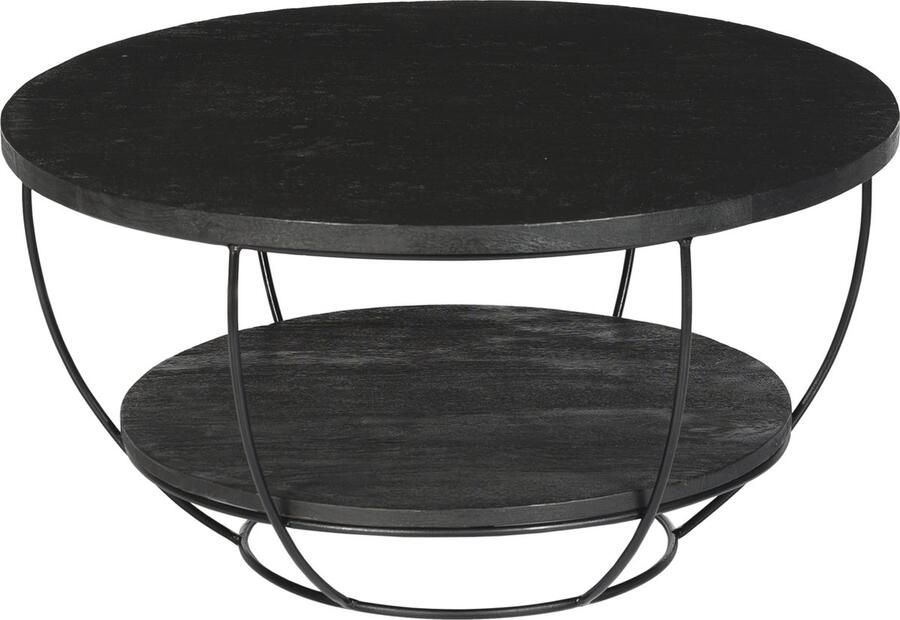 Livingfurn Salontafel Evan Norris 85x85x44 cm Mangohout Gecoat Staal