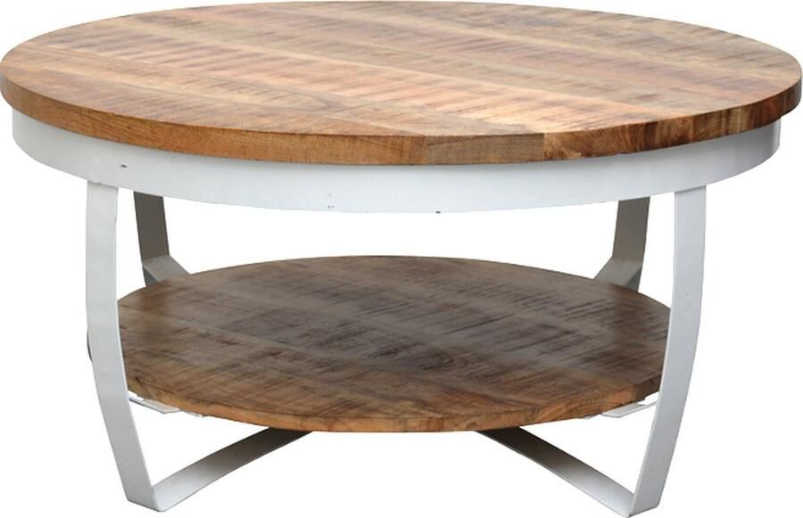 Livingfurn Salontafel Mark White 65x65x33 cm Mangohout