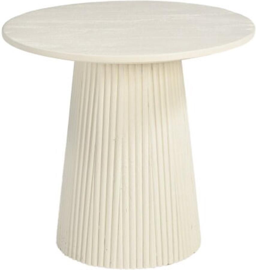 Livingfurn Ronde Bijzettafel Patrice Mangohout 50cm Ivoor