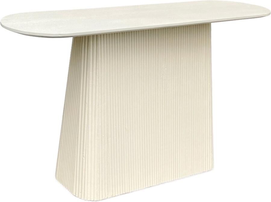 Livingfurn Ovale Sidetable Patrice Mangohout 140cm Ivoor