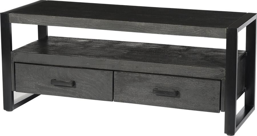 Livingfurn TV Meubel Norris 120x50x45 cm Mangohout Gecoat Staal