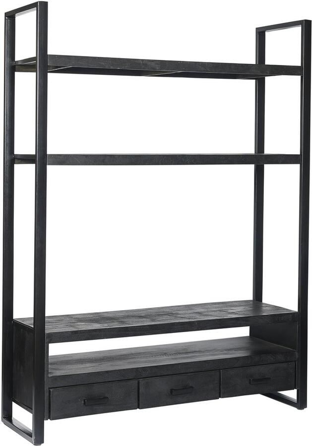 Livingfurn TV Meubel Norris High 200x150x45 cm Mangohout Gecoat Staal