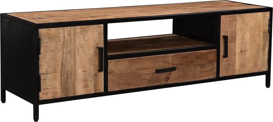 Livingfurn TV Meubel Sturdy 160 cm Mangohout Gecoat Staal - Foto 3