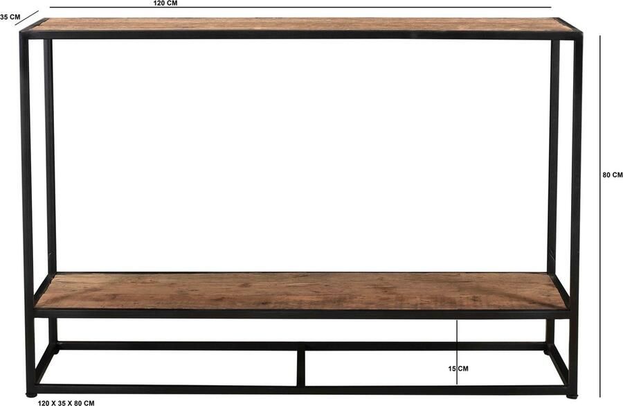 Livingfurn Sidetable Dakota Riverwood en staal 120cm Bruin - Foto 2