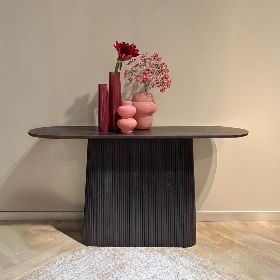 Livingfurn Ovale Sidetable Salvator Mangohout 140cm Bruin Ovaal