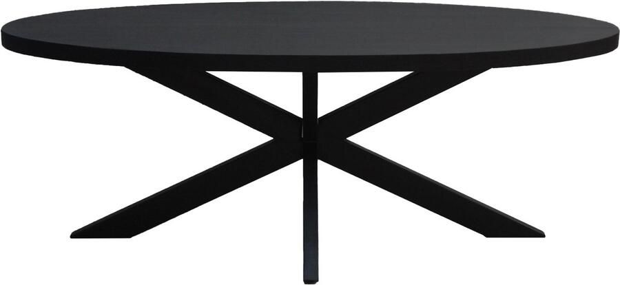 Livingfurn Ovale Eettafel Kala Spider Mangohout en staal 210 x 100cm zwart Ovaal - Foto 4