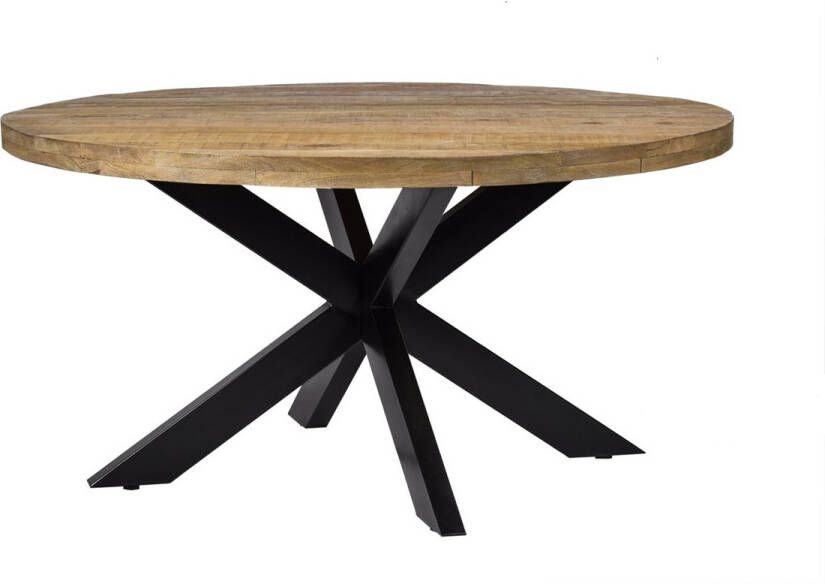 Livingfurn Ronde Eettafel Strong Spider 140cm Mangohout en staal - Foto 3