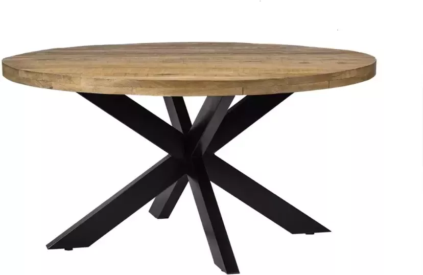 Livingfurn Ronde Eettafel Strong Spider 140cm Mangohout en staal - Foto 4